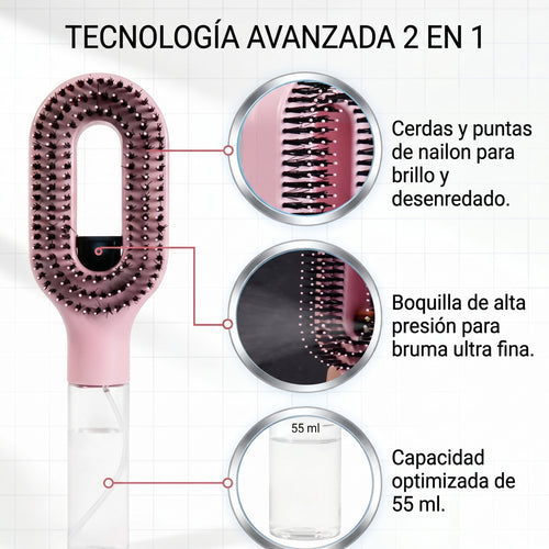 Cepillo Vaporizador 2 en 1 — Desenreda, Hidrata y Peina